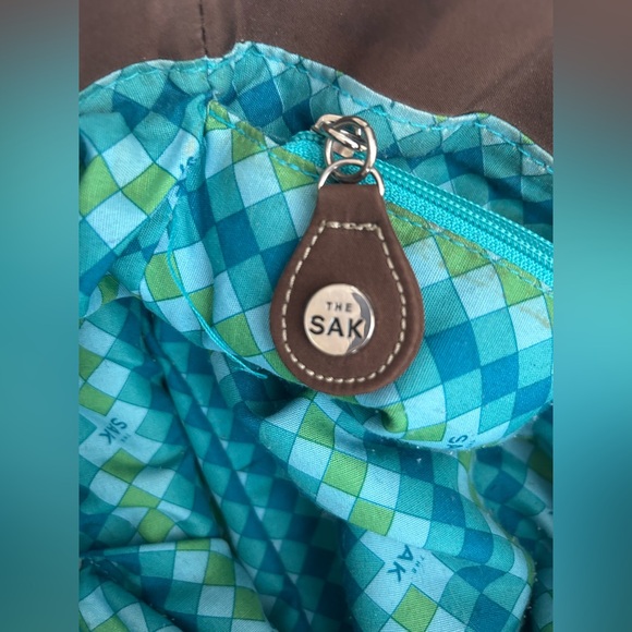 THE SAK Brown Crochet /Knit Square Shoulder Purse Bag - Picture 6 of 12